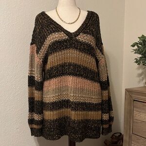 Lane Bryant Striped V-Neck Sweater